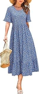 Women Summer Dress Floral Short Sleeve Ladies Casual Swing — image 1